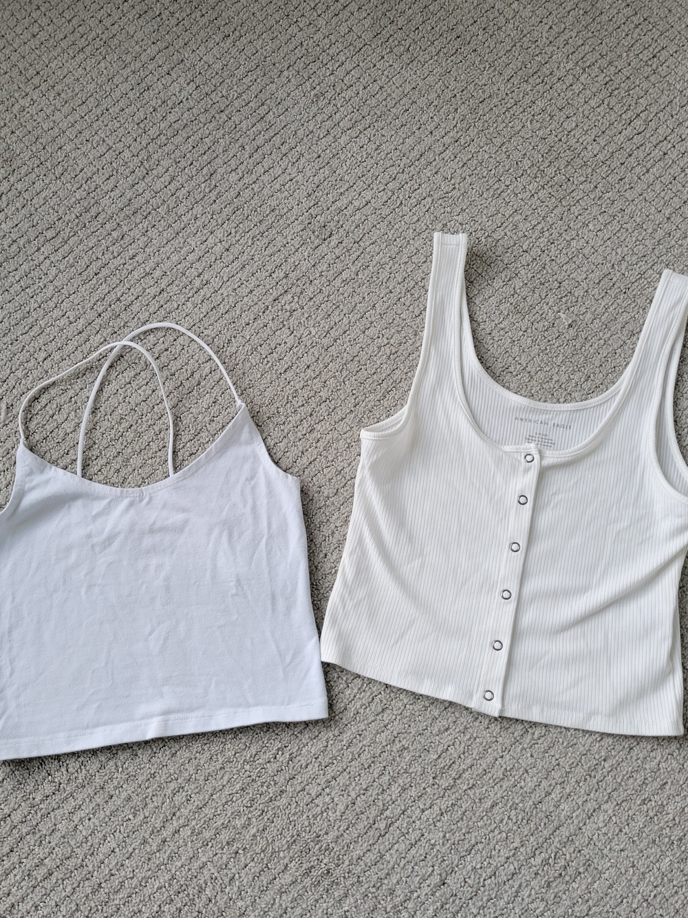 Women’s White Ribbed Button Tank Top - Sleeveless Crop